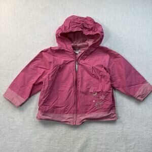 Vtg Carter’s Girls 4T Pink Dainty Embroidered Floral Rain Jacket Hooded Spring